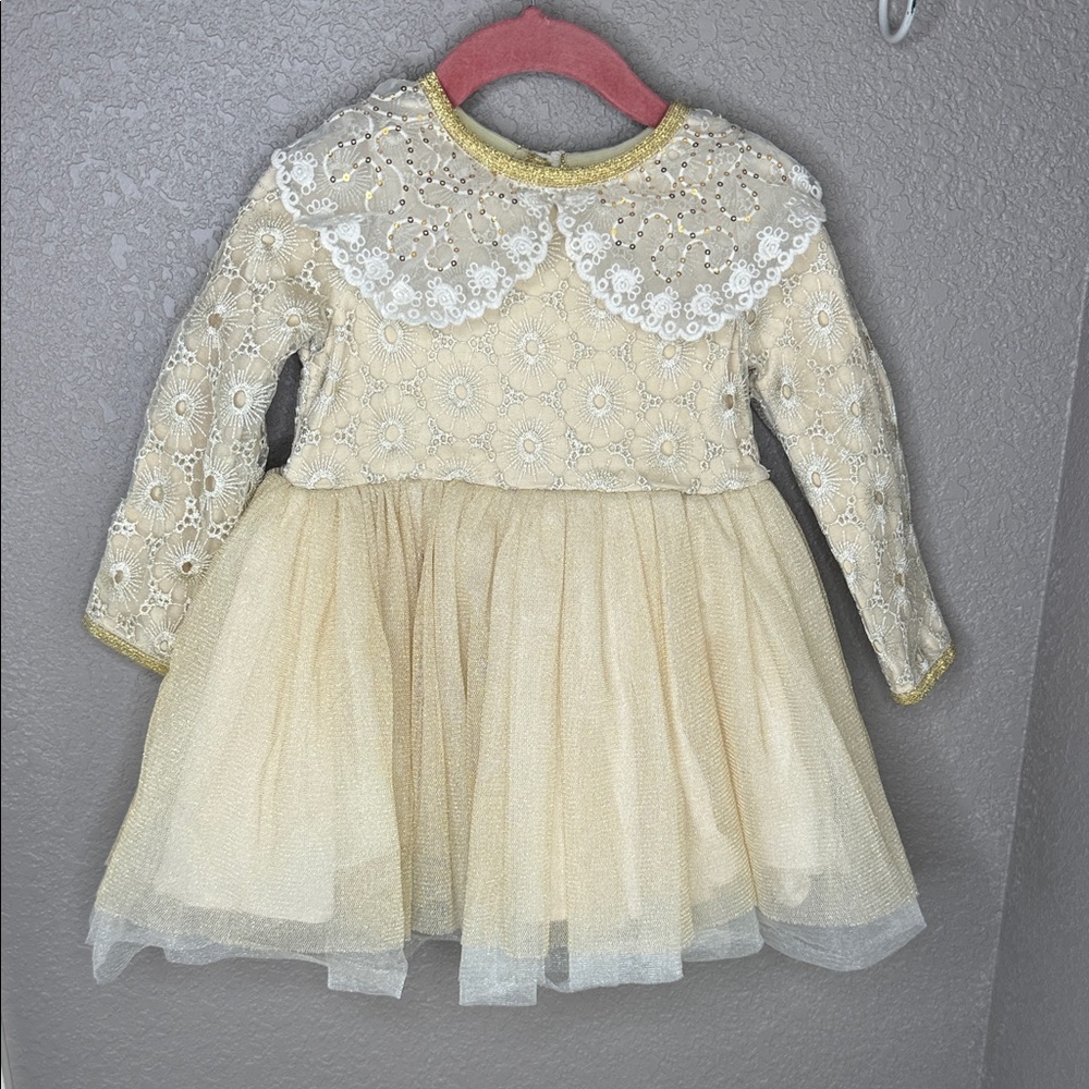 Elegant Cream Lace Kids Formal Dress